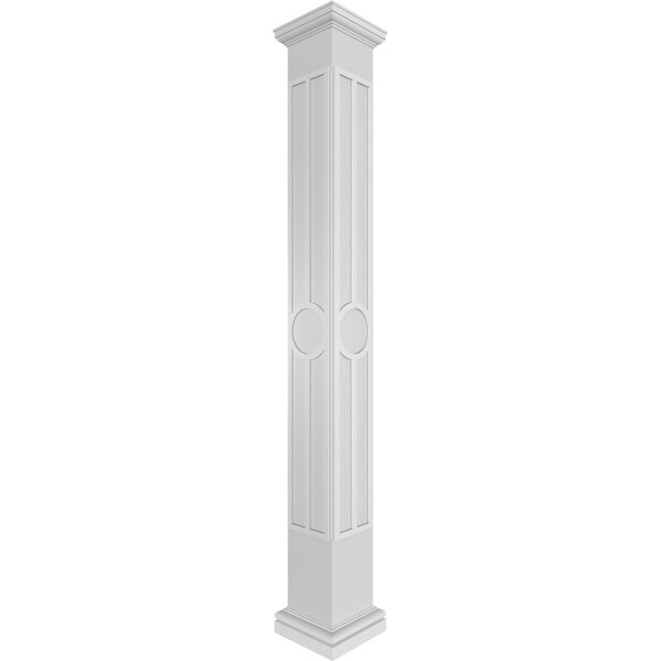 Ekena Millwork Craftsman Classic Square Non-Tapered Artisan Fretwork Column w/ Tuscan Capital & Tuscan Base CC0809ENARTTUTU - main